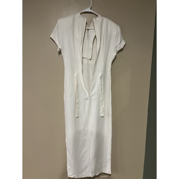 Xtrmz Vintage White/Ivory Lace Button Front Short Sleeve Mock Neck Dress Wedding - Picture 5 of 10